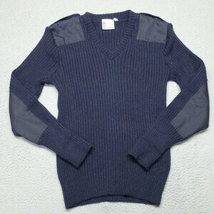 Brigade Quartermasters Sweater Men Blue XL THE WOOLLY PULLY Wool V Neck Pullover